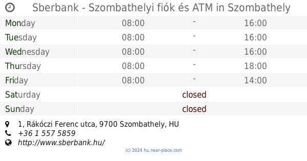 Sberbank Szombathelyi Fiók Szombathely Nyitva Tartás